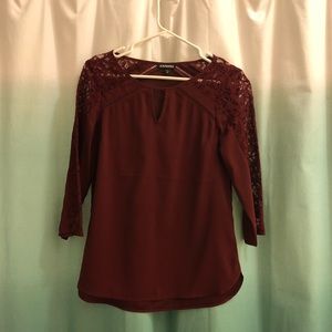 Express maroon blouse with lace details